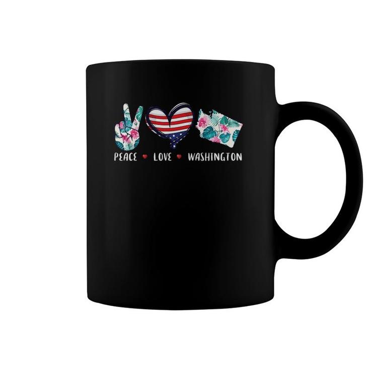 Peace Love Washington Flag Grown Souvenirs For Men Women Kid Coffee Mug