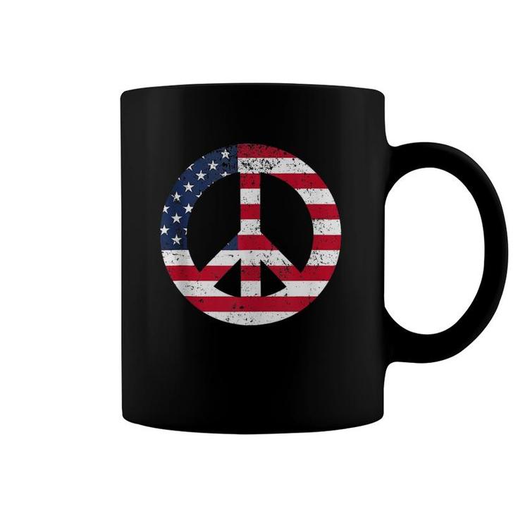 Peace Sign  Patriotic Usa Flag Peace & Love Tank Top Coffee Mug