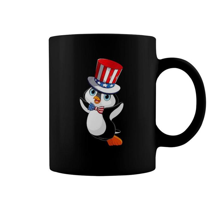 Penguin American Flag Hat Patriotic 4Th Of July  Gifts Coffee Mug