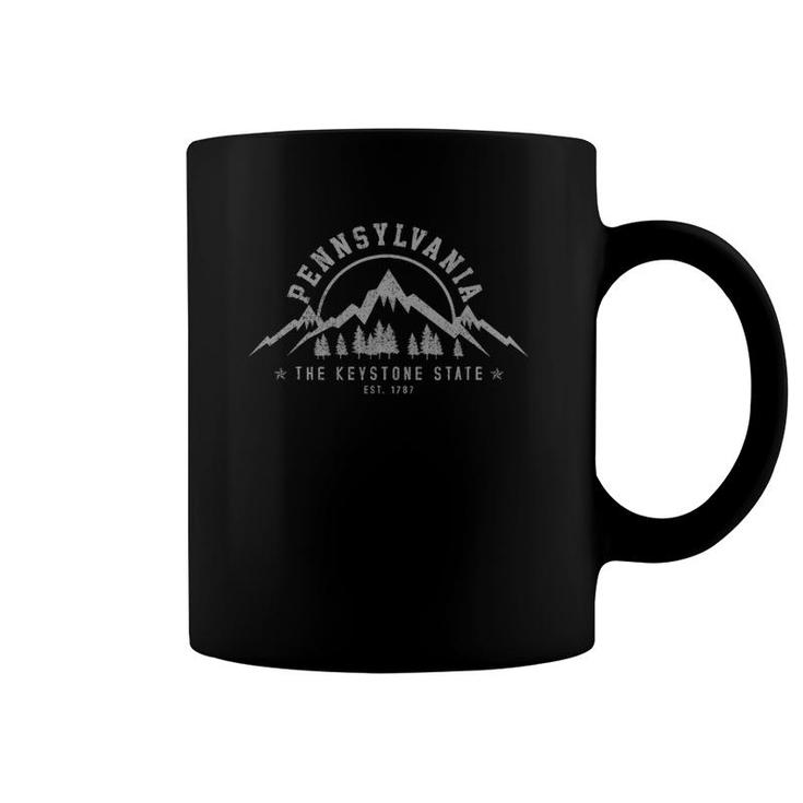 Pennsylvania State Est 1787 Vintage Mountains Gift Coffee Mug