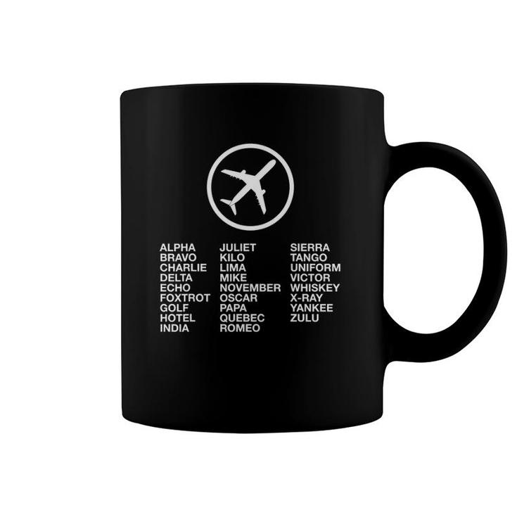 Phonetic Alphabet With Airplane Coffee Mug