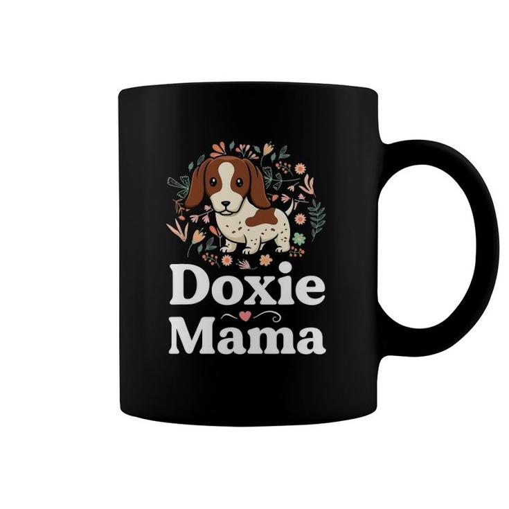 Piebald Dachshund Mom  Doxie Mama Floral Dog Lover Coffee Mug