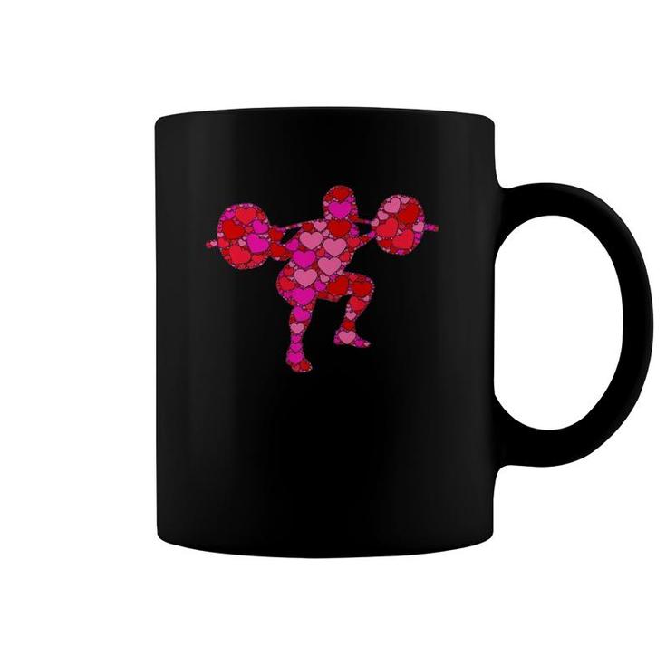 Pink Red Heart Valentine's Day Gift For Weight Lifter Gym  Coffee Mug