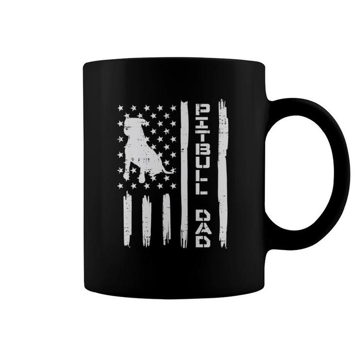 Pitbull Dad Flag Vintage Patriotic Dog Lover Owner Men Gift Coffee Mug