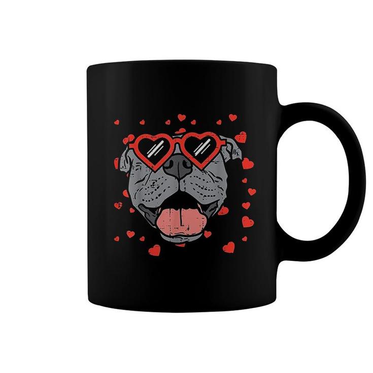 Pitbull Face Heart Glasses Coffee Mug