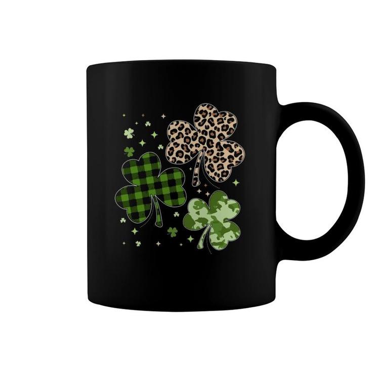 Plaid Shamrock  St Patricks Day Leopard Camouflage Fun  Coffee Mug