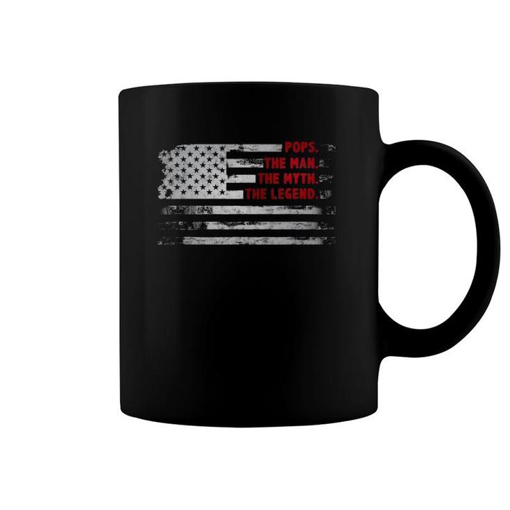 Pops The Man Myth Legend American Usa Flag Father’S Day Gift Coffee Mug