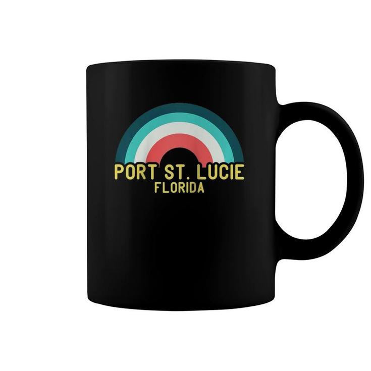 Port St Lucie Florida Vintage Retro Rainbow Raglan Baseball Tee Coffee Mug