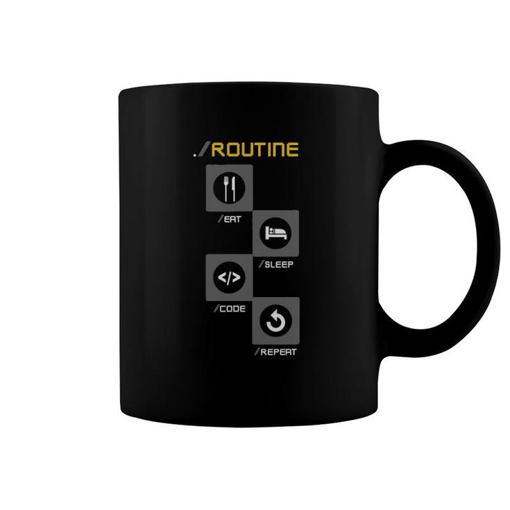 Programmers Developers Routine Funny Eat Sleep Code Repeat Coffee Mug