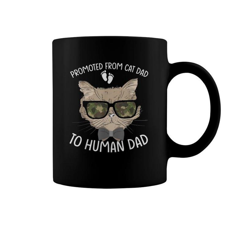 Promoted From Cat Dad To Human Dad Pregnancy Announcement Coffee Mug