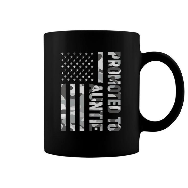 Promoted To Auntie American Flag Camo Mother's Day  Coffee Mug