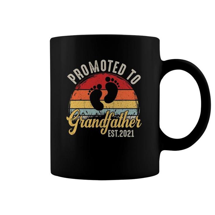 Promoted To Grandfather Est2021 New Grandad Retro Gift Baby Coffee Mug