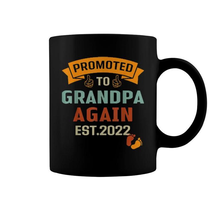 Promoted To Grandpa Again Est 2022 Vintage  Coffee Mug