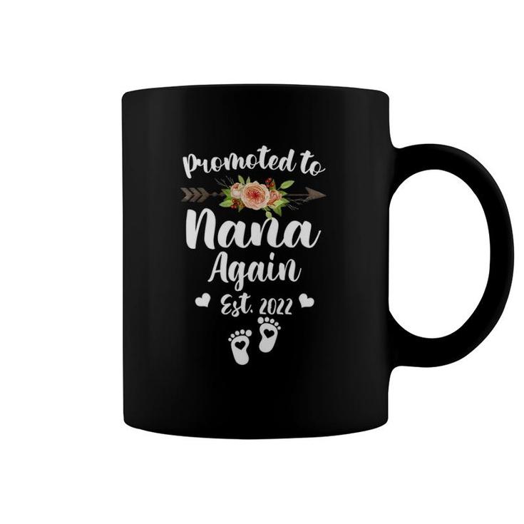 Promoted To Nana Again 2022 Soon To Be New Grandma Pregnancy Coffee Mug