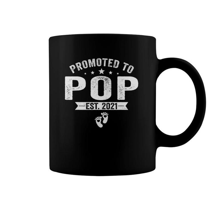Promoted To Pop Est 2021 Tee Retro Father's Day Gift Coffee Mug