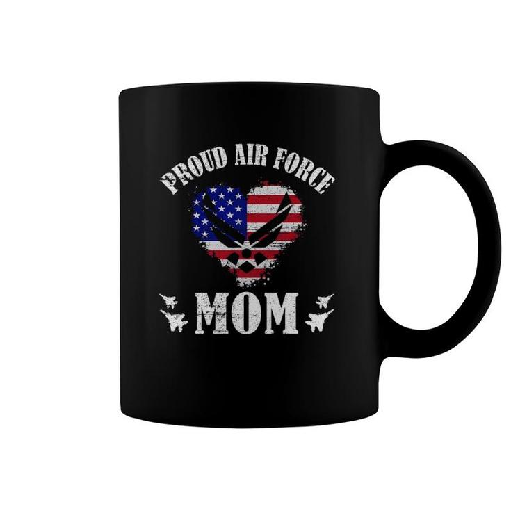 Proud Air Force Mom American Flag Heart Military Usaf Emblem Mother’S Day Gift Coffee Mug