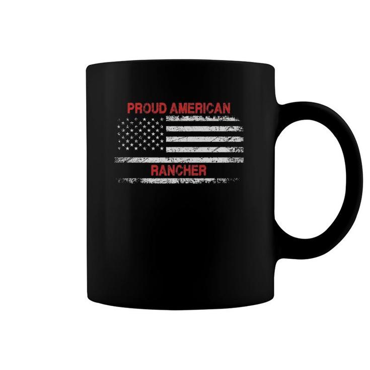 Proud American Patriotic Usa Flag Gift Rancher Premium Coffee Mug