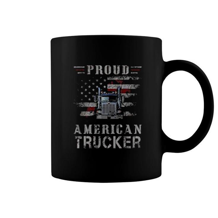 Proud American Trucker Truck Driver Gifts Coffee Mug