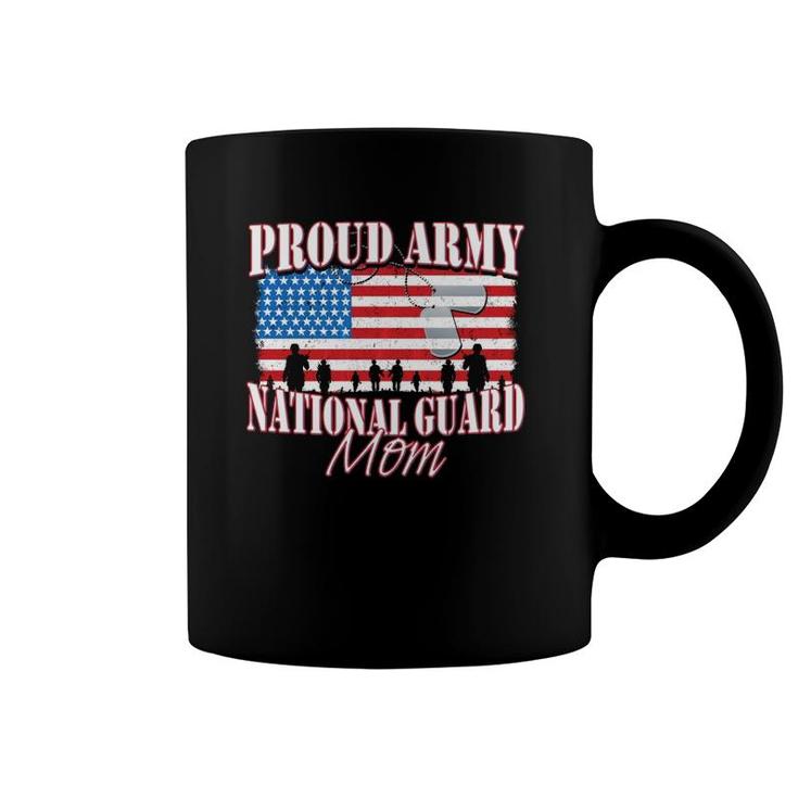 Proud Army National Guard Mom Dog Tag Flag  Mothers Day Coffee Mug