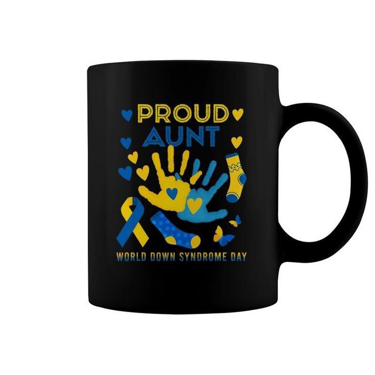 Proud Aunt T21 World Down Syndrome Awareness Day Ribbon Coffee Mug