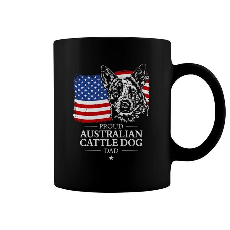 Proud Australian Cattle Dog Dad American Flag Patriotic Dog  Coffee Mug