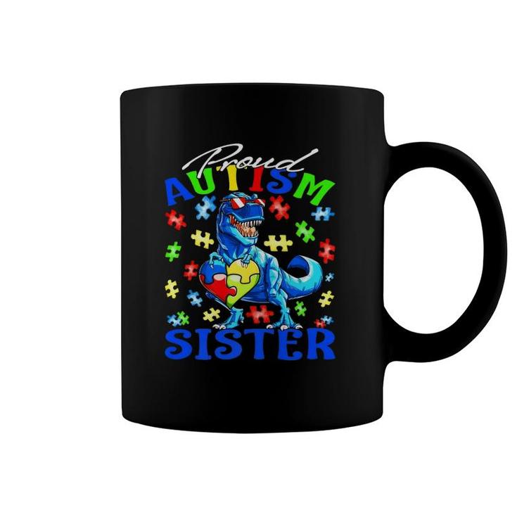 Proud Autism Sister Dinosaur Autism Awareness  Coffee Mug