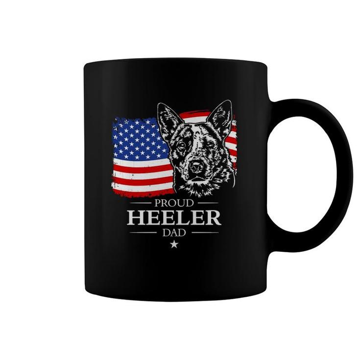 Proud Cattle Dog Heeler Dad American Flag Patriotic Dog Gift  Coffee Mug