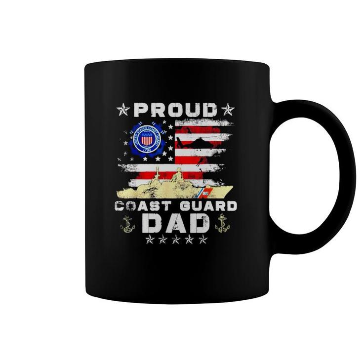 Proud Coast Guard Dad American Flag Unisex Coffee Mug