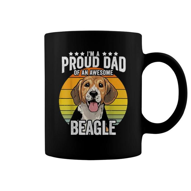Proud Dad Beagle Dog Pet Love Retro Vintage Sunset  Coffee Mug