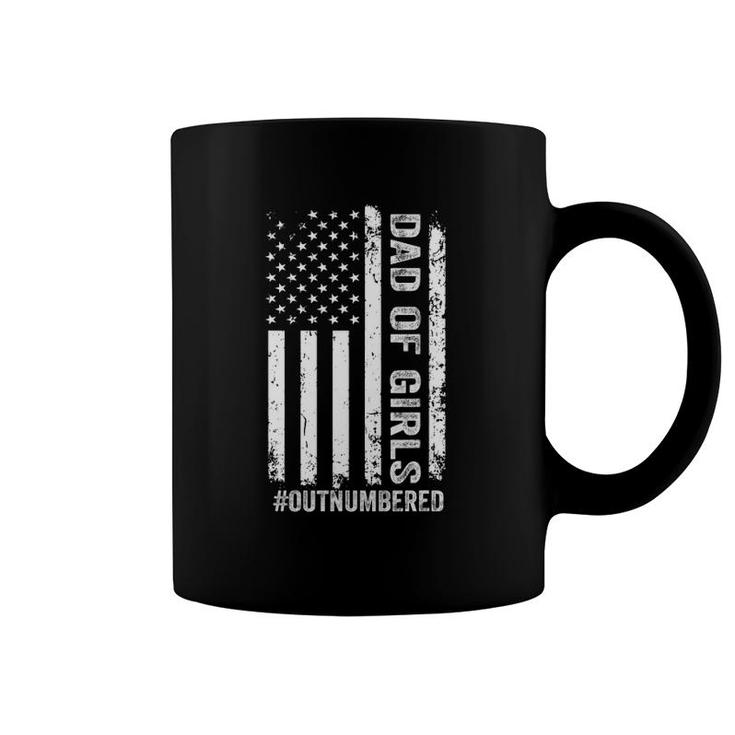 Proud Dad Of Girls Outnumbered American Flag Father's Day Coffee Mug