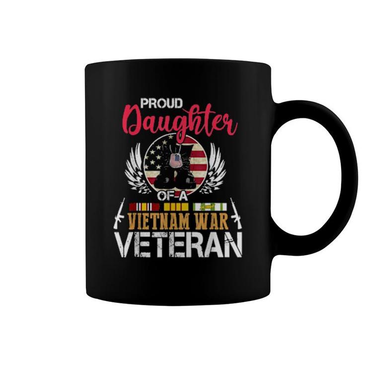 Proud Daughter Vietnam War Veteran, American Flag Military  Coffee Mug