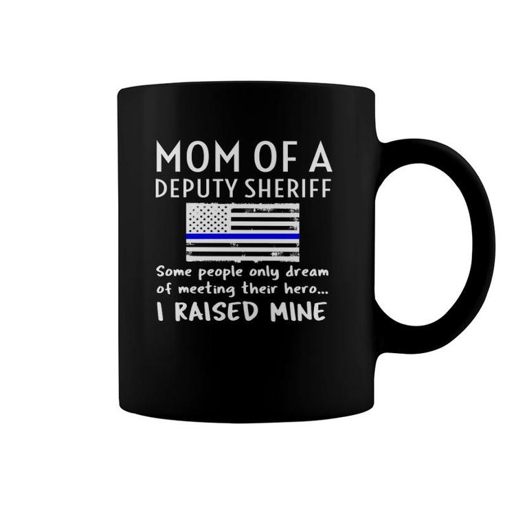 Proud Mom Of A Deputy Sheriff Mother Us Thin Blue Line Flag Coffee Mug
