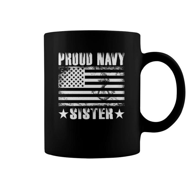 Proud Navy Sister Usa Flag Retro Vintage Military Proud  Coffee Mug