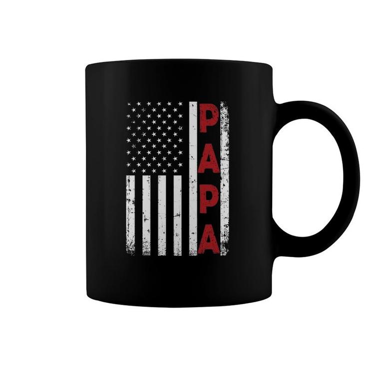 Proud Papa Usa Flag Father's Day Tee Gifts From Grandchildren Coffee Mug