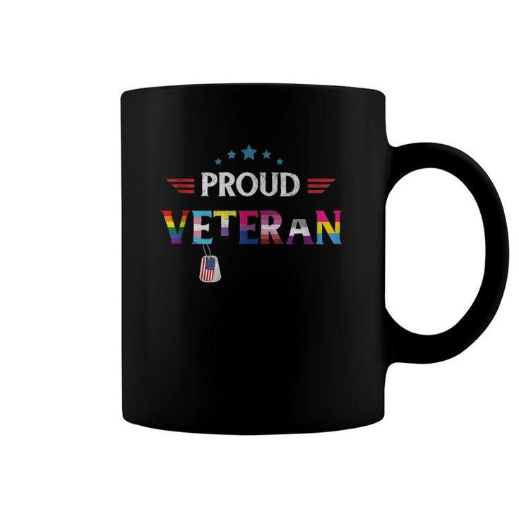 Proud Veteran Lgbtq Rainbow Flag Gay Pride Trans Us Army  Coffee Mug
