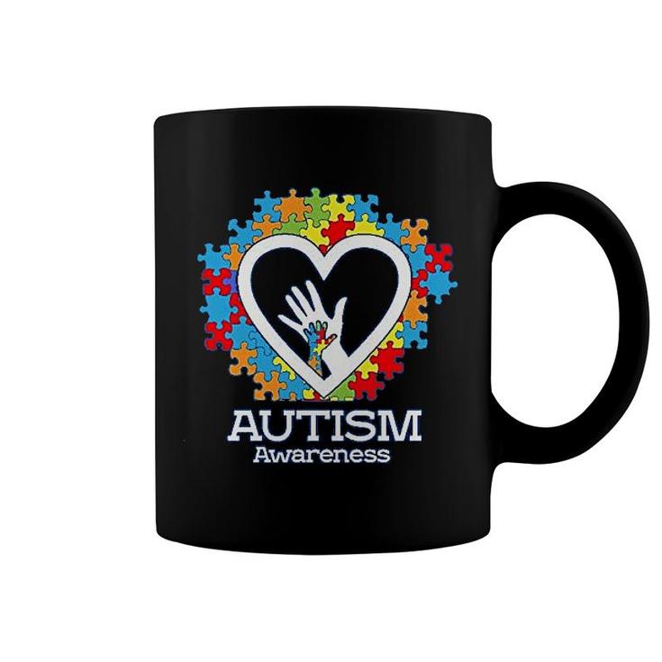 R Autism Awareness Hands In Heart Coffee Mug