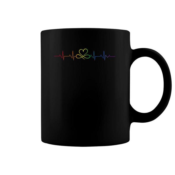 Rainbow Flag Lgbtq Heartbeat Gay Pride Month Lgbt Coffee Mug
