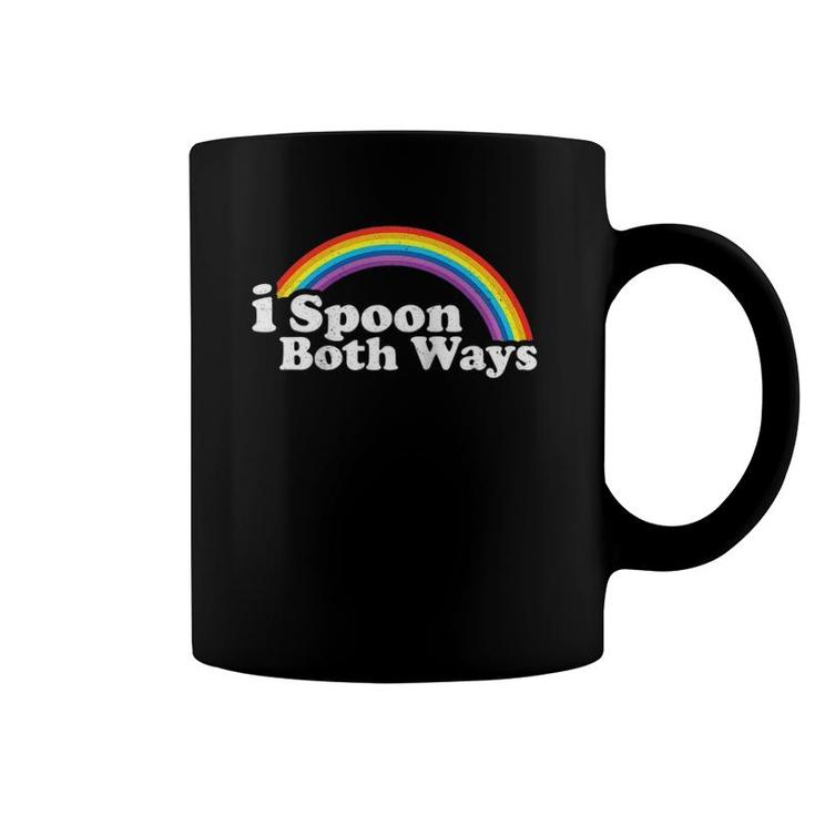 Rainbow Gay Pride Love I Spoon Both Ways Raglan Baseball Tee Coffee Mug