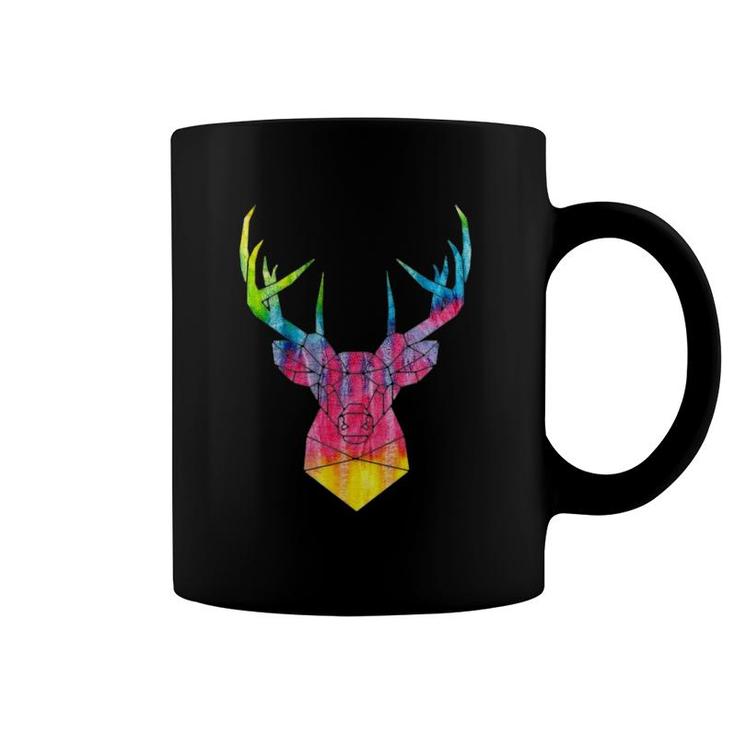 Rainbow Hippie Art Buck Wildlife Deer Hippy Trippy Tie Dye Coffee Mug