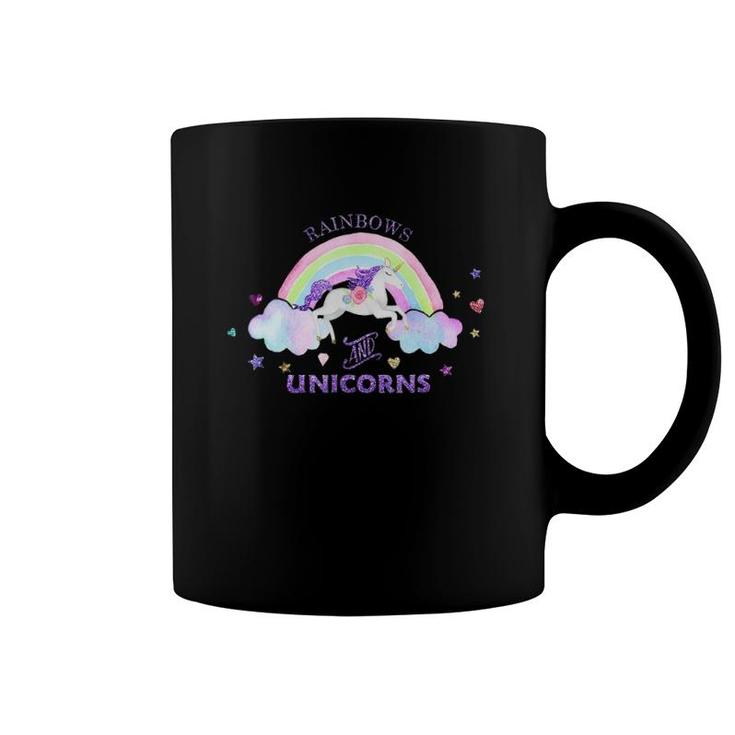 Rainbows And Unicorns - Magical Cute Glitter Gift Coffee Mug