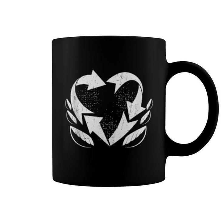Recycle Reduce Reuse Recycling Arrows Heart Love Leaves Coffee Mug | Mazezy