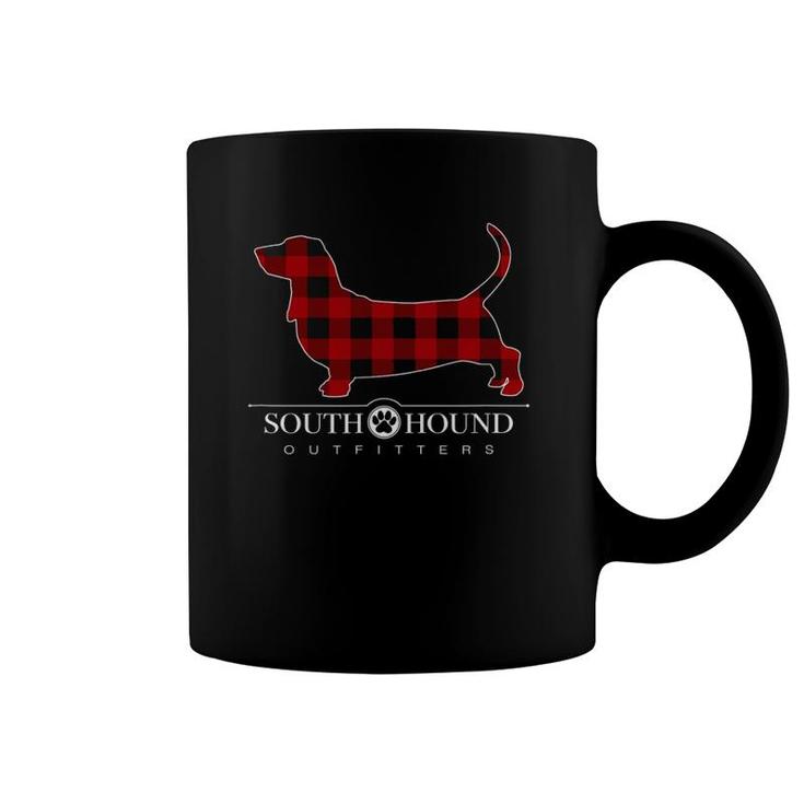 Red Buffalo Plaid Basset Hound Dog Coffee Mug