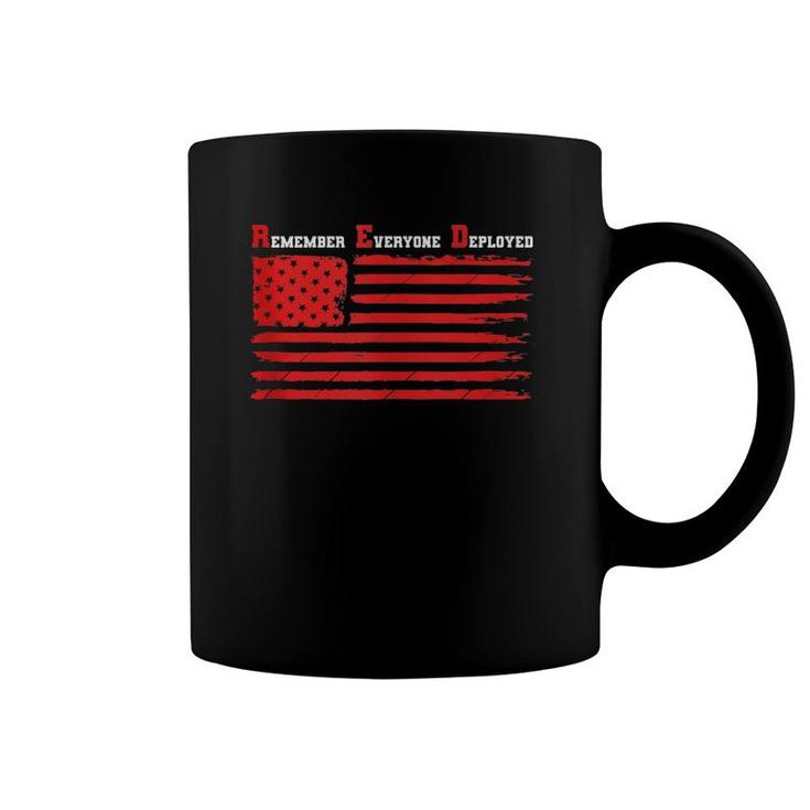 RED Flag Remember Everyone Deployed - Support The Troops  Coffee Mug