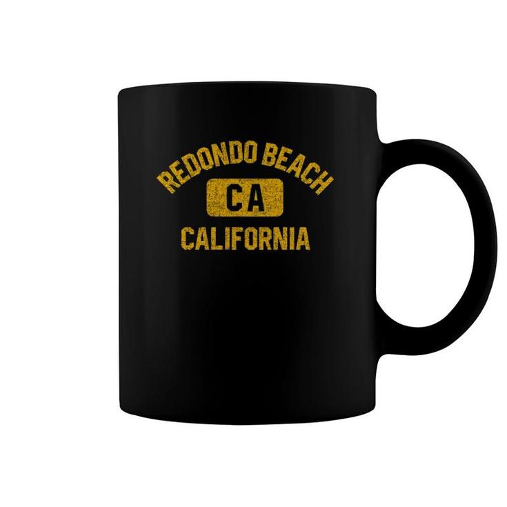 Redondo Beach Ca California Gym Style Distressed Amber Print  Coffee Mug