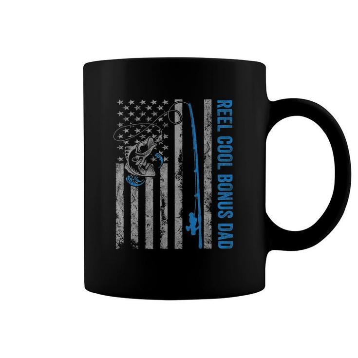 Reel Cool Bonus Dad Father's Day - American Flag Fishing Coffee Mug