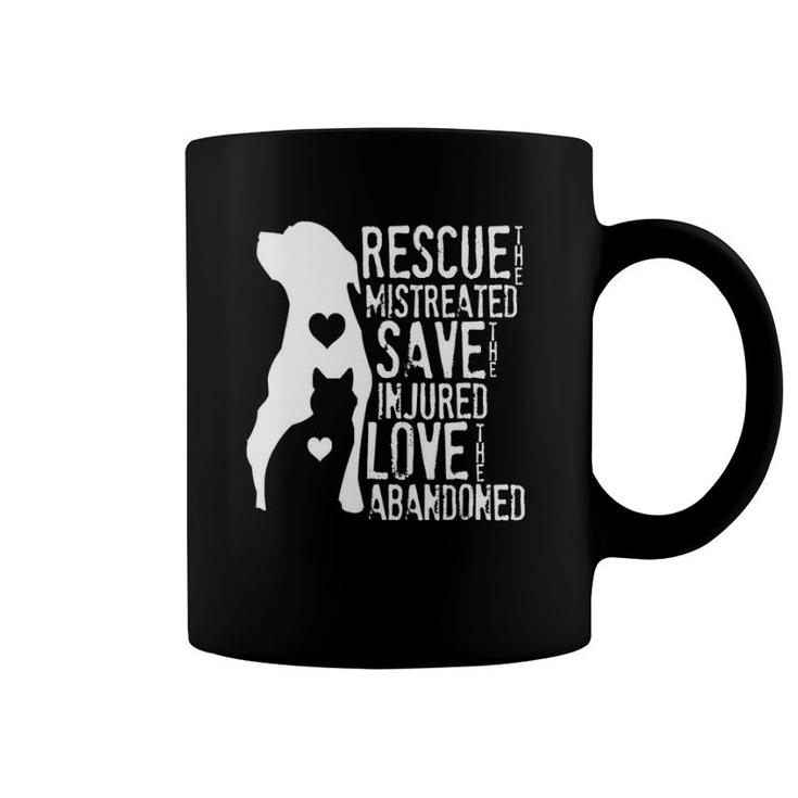 Rescue, Save, Love Animal Rescue, Dog Lover Cat Lover Coffee Mug