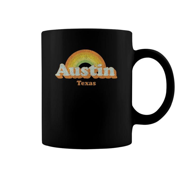 Retro Austin Texas Tx Vintage 70'S Rainbow Tee Design Coffee Mug