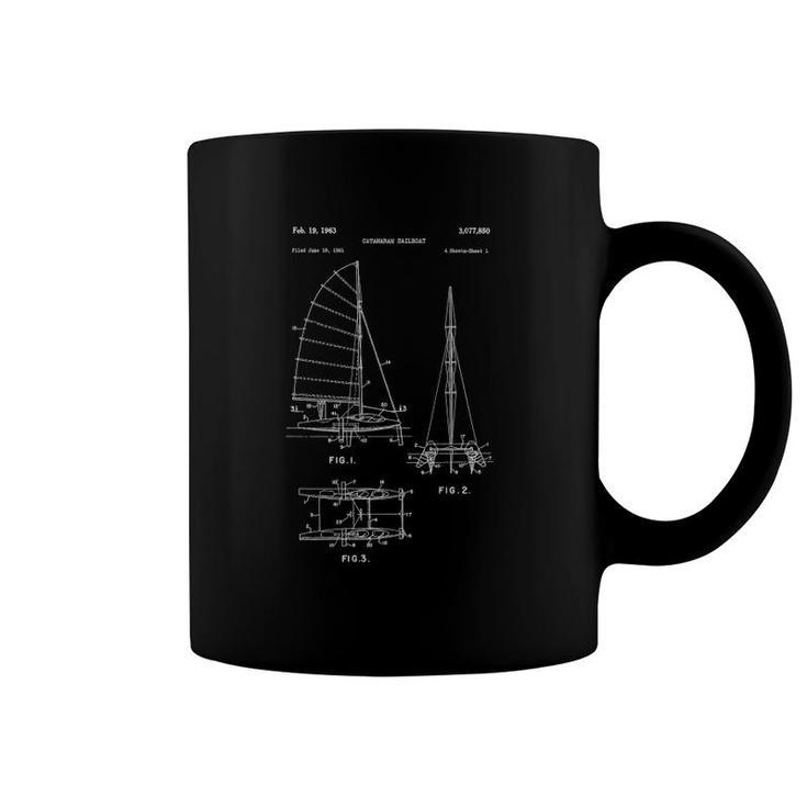 Retro Catamaran Sailboat Tee  Old Sailing Boat Ocean Coffee Mug