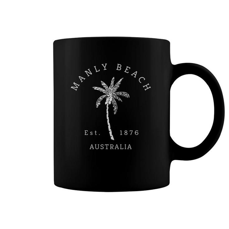 Retro Cool Manly Beach Australia Palm Tree Novelty Art Coffee Mug