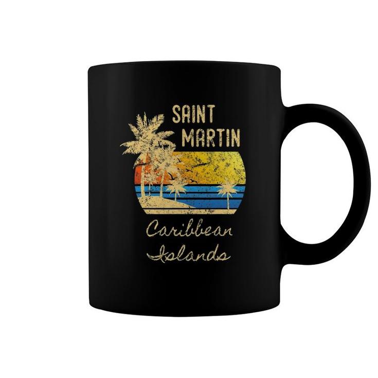 Retro Cool St Martin Caribbean Islands Distressed Sunset Coffee Mug